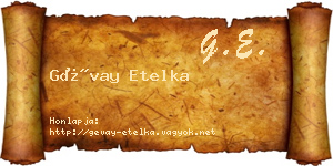 Gévay Etelka névjegykártya